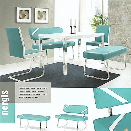 שולחן פינת אובל וכסאות ממתכת דגם נרקיס רויאל קומפורט